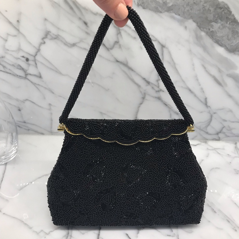 Made in Hong King black beaded & gold mini purse